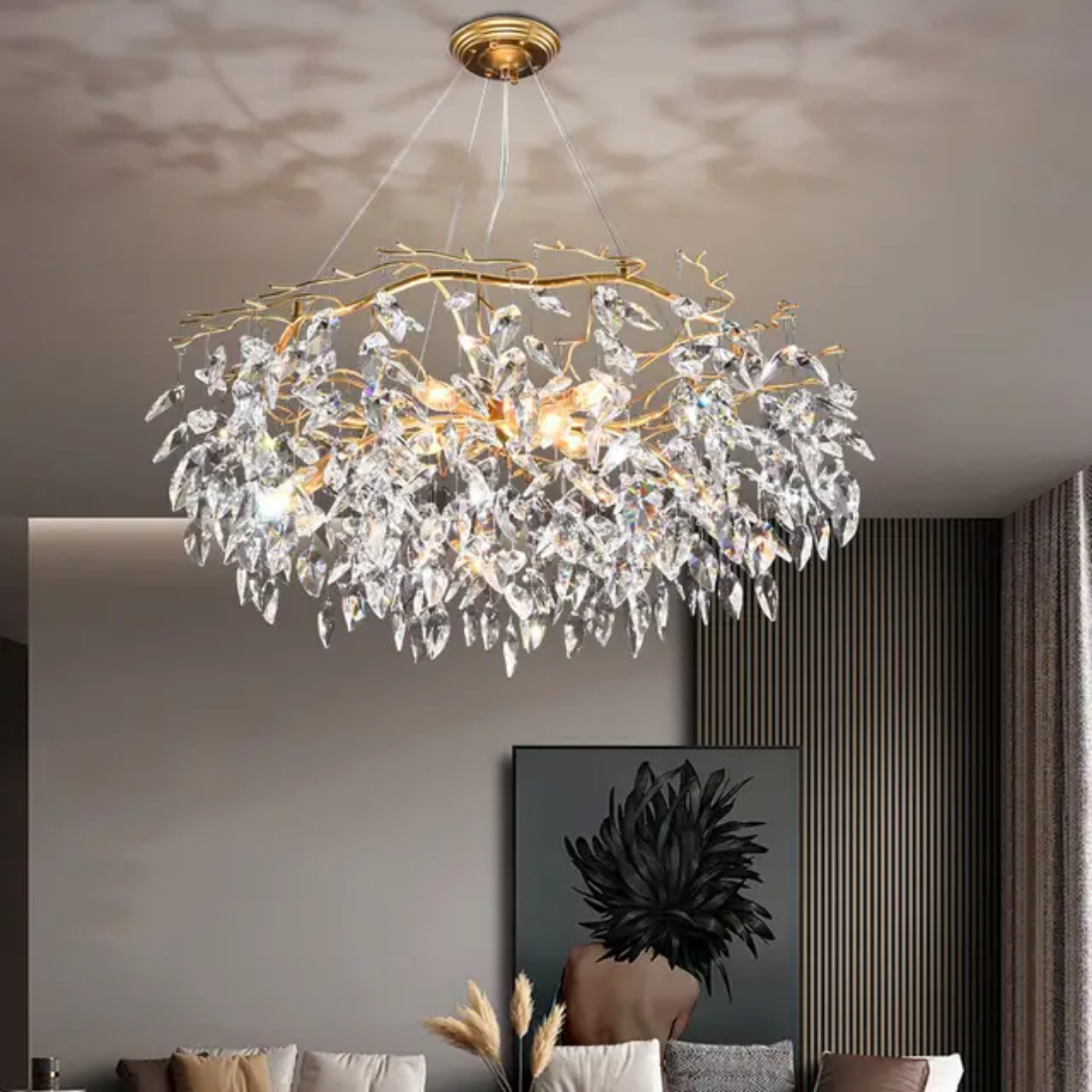 Luxury oval tree branch K9 Crystal raindrop Chandelier lighting