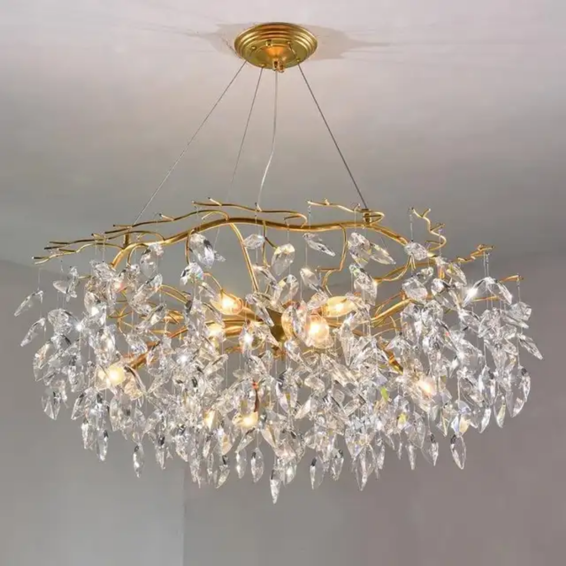 Luxury oval tree branch K9 Crystal raindrop Chandelier lighting