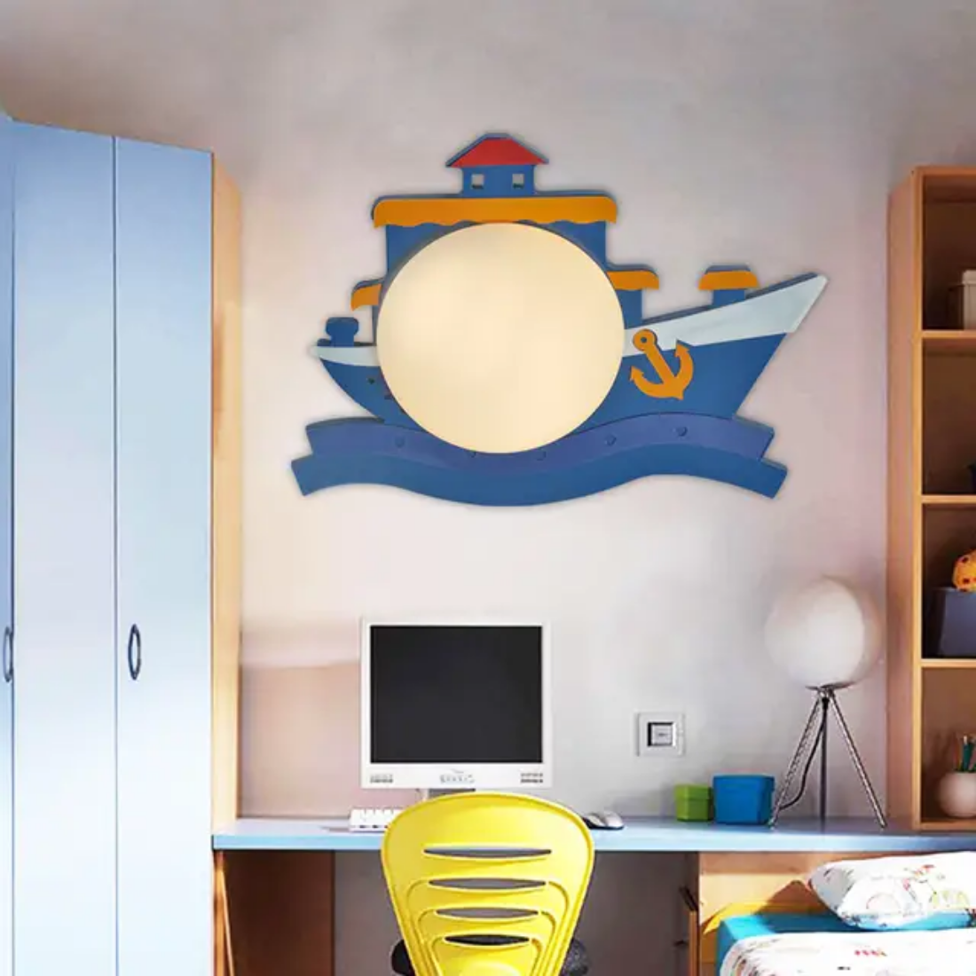 Cartoon Wall Mount Lamp with Semicircle Opal Glass Shade in Pink/Blue