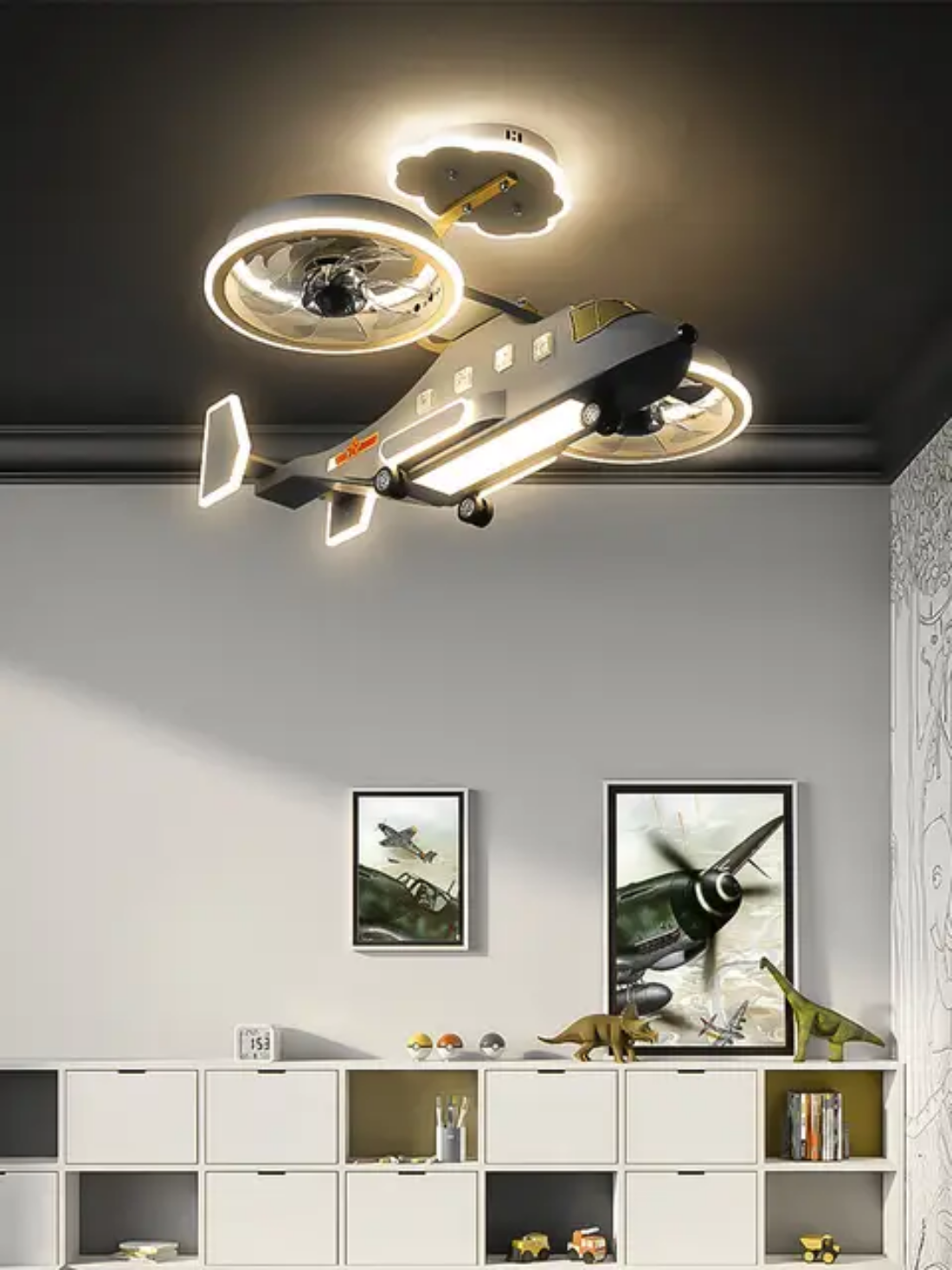 Pendant Helicopter & Fighter Plane Shape with Fan Light