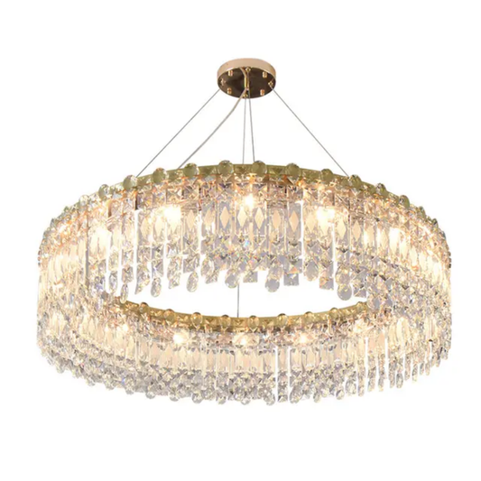 Stainless steel linear round circles ceiling crystal chandelier