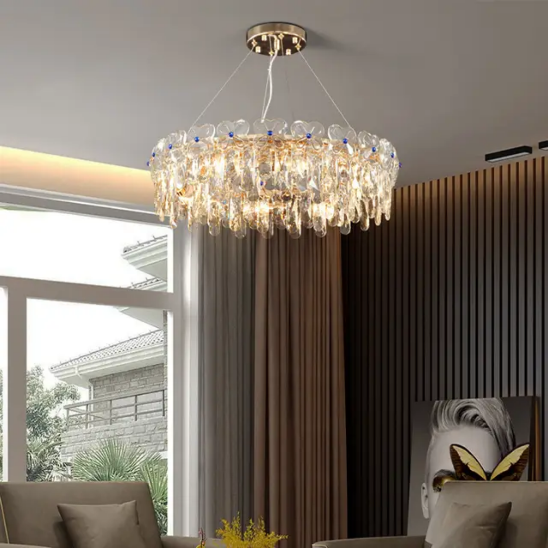 Crystal flower circle design chandelier