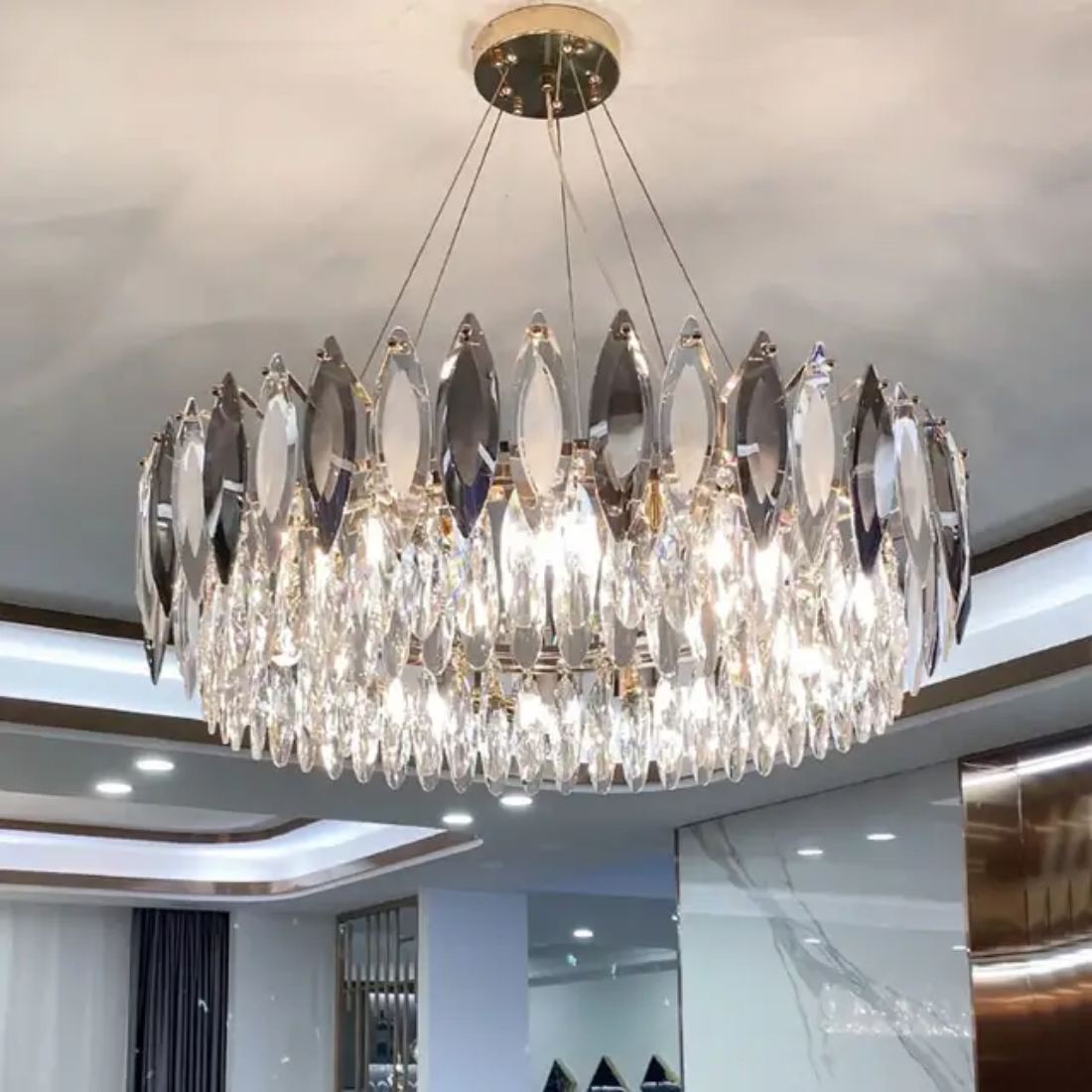 Hanging Lights modern luxury rings circle crystal glass chandelier