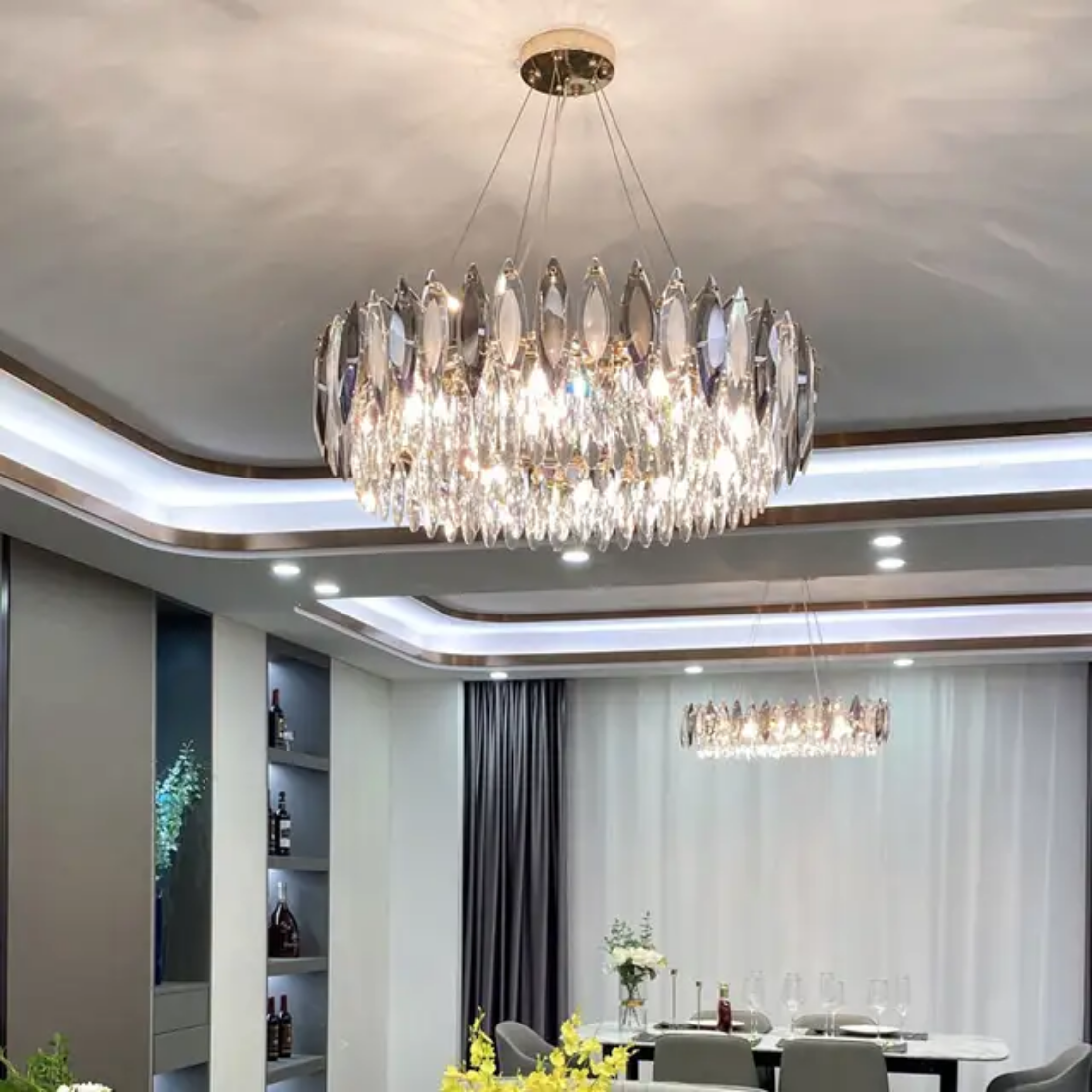 Hanging Lights modern luxury rings circle crystal glass chandelier