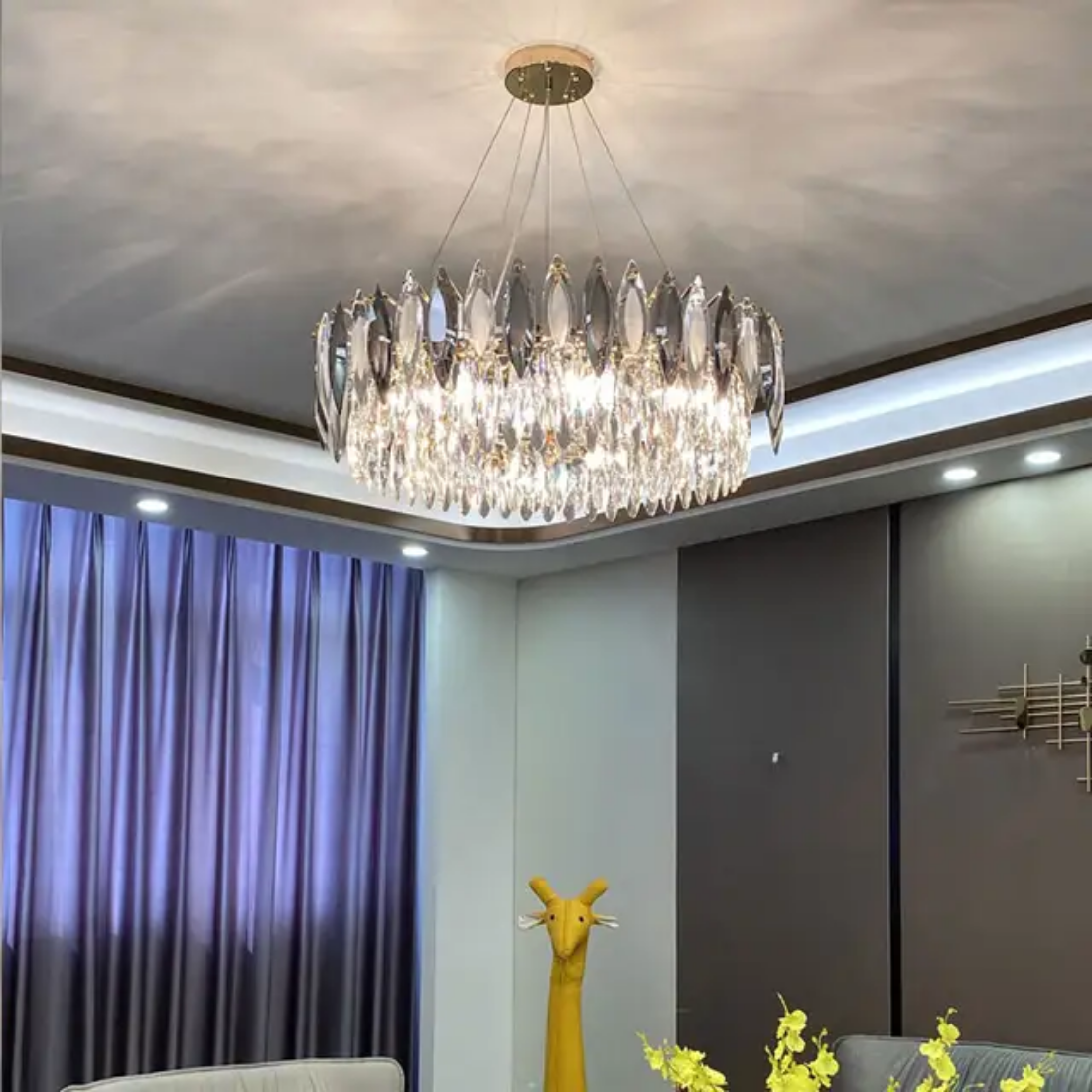 Hanging Lights modern luxury rings circle crystal glass chandelier