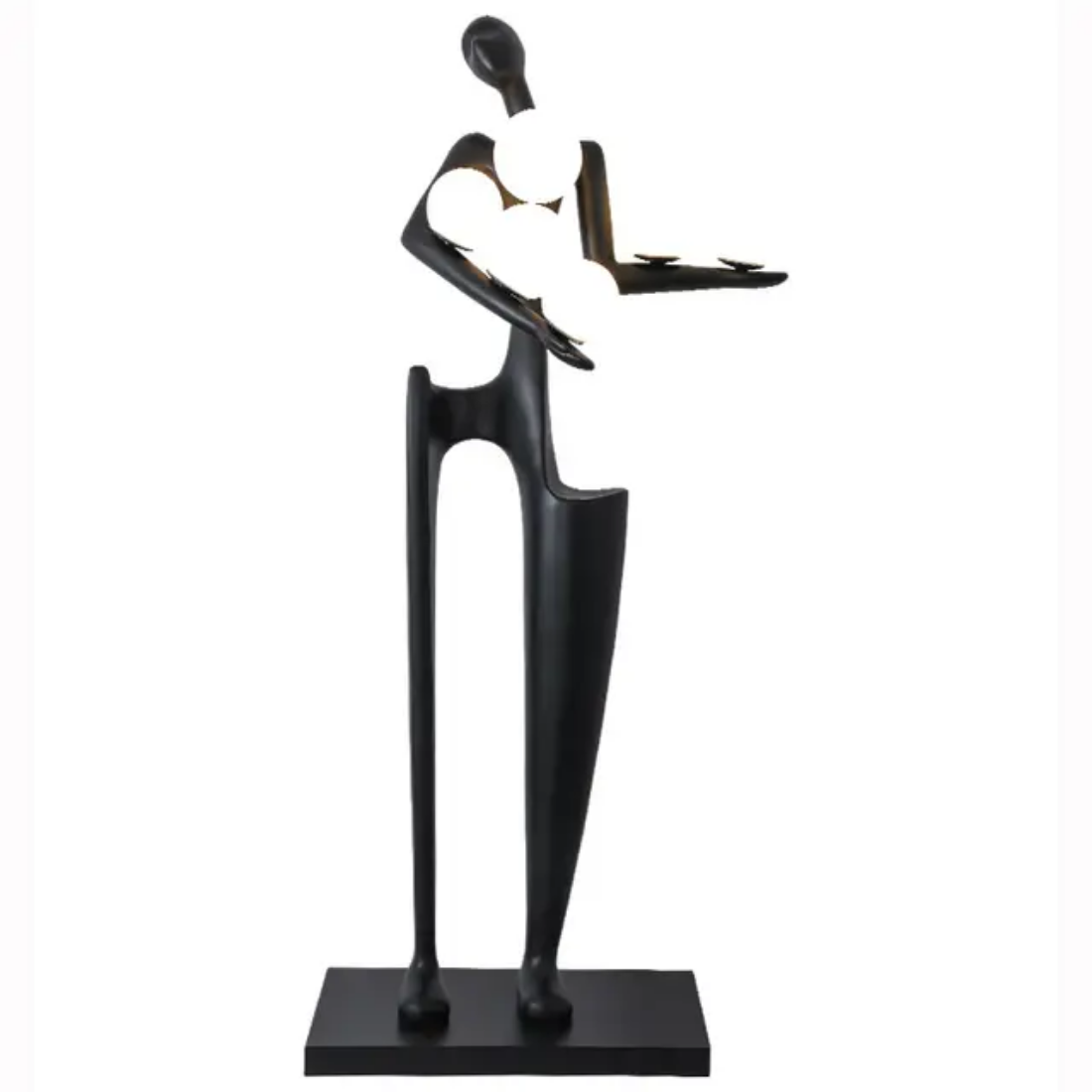 Humanoid Large Abstract Black Resin Ornament