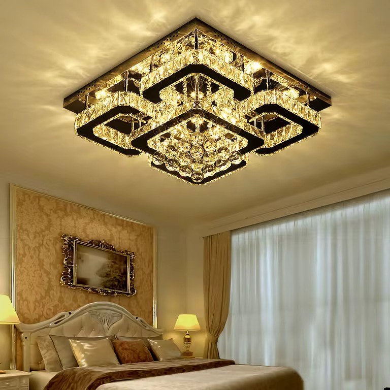 Luxury Crystal ball chandelier LED square