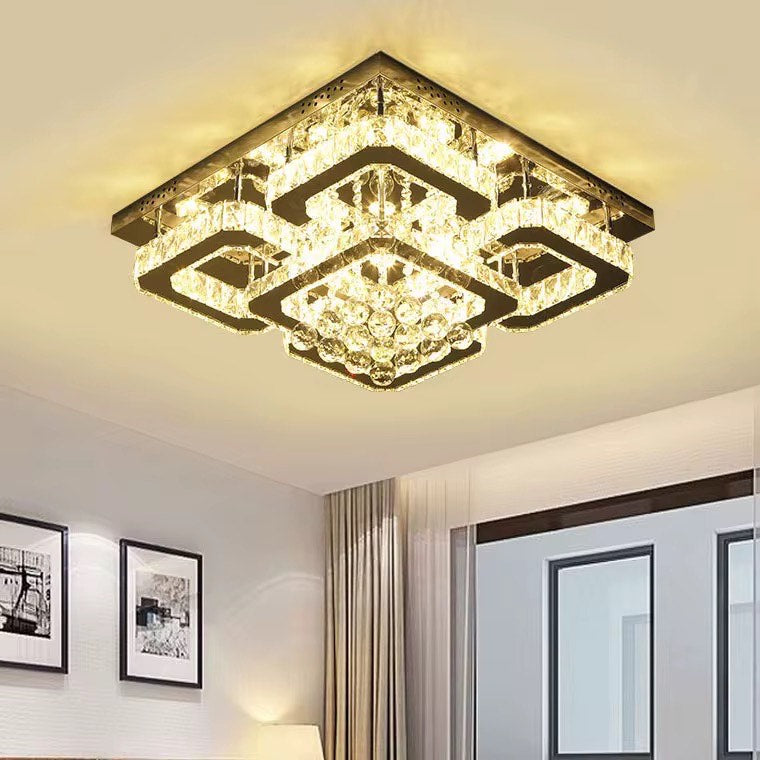 Luxury Crystal ball chandelier LED square