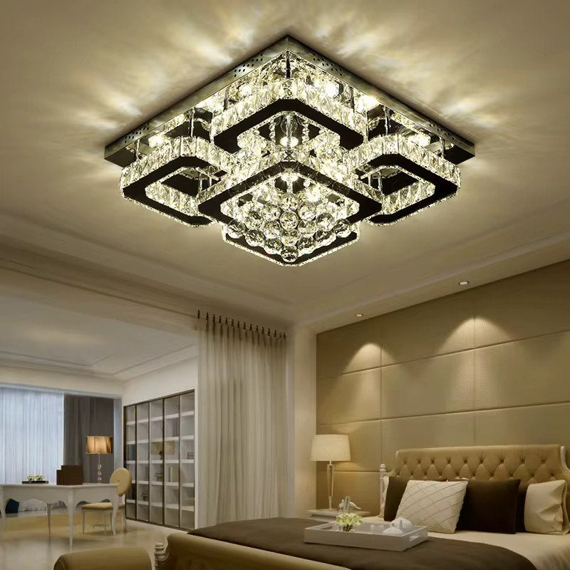 Luxury Crystal ball chandelier LED square