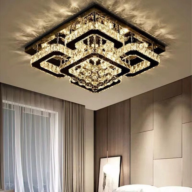 Luxury Crystal ball chandelier LED square