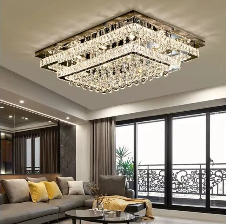 Modern Minimalist Crystal ball ceiling Light Square Rectangular led ceiling lamp