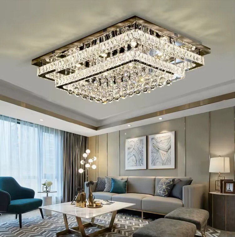 Modern Minimalist Crystal ball ceiling Light Square Rectangular led ceiling lamp