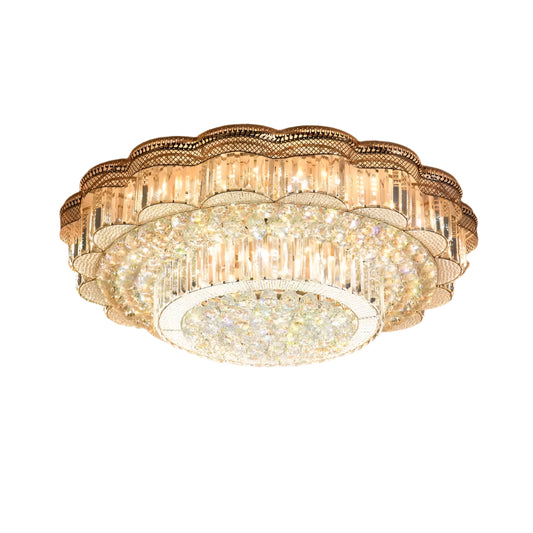 Luxury led chandelier lamp gold round rectangle LED Luxury k9 Crystal Ceiling Light