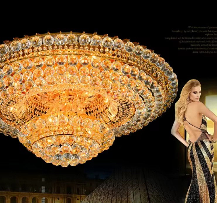 Luxury pendant lamp crystal glass ball chandelier round led ceiling light