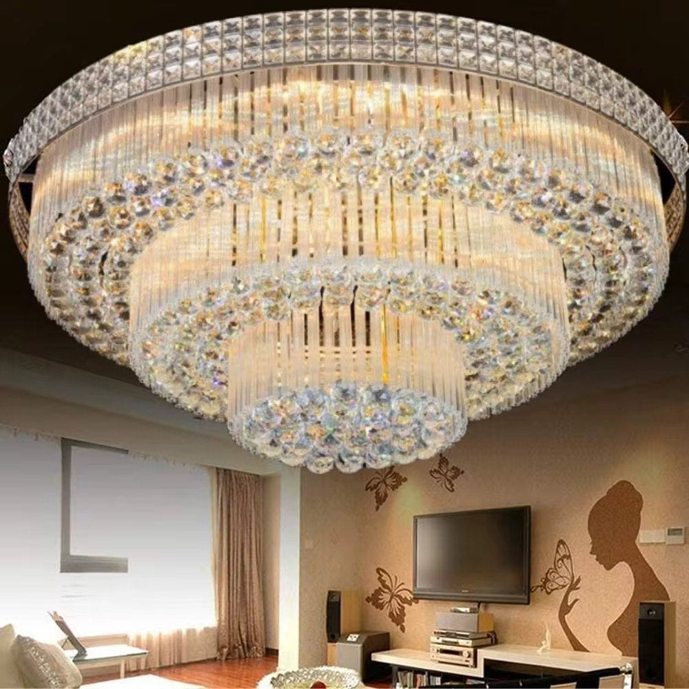 Luxury ceiling lighting chandelier lamp indoor round large k9 crystal ball ceiling light