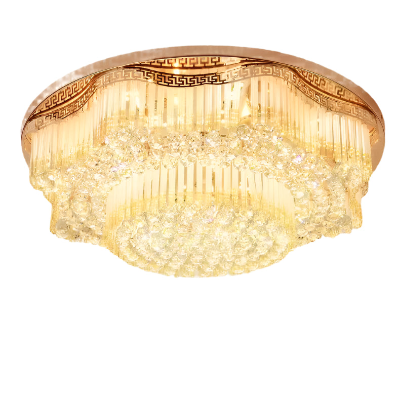 Lustre lamps luxury led round modern Gold crystal ceiling lamp