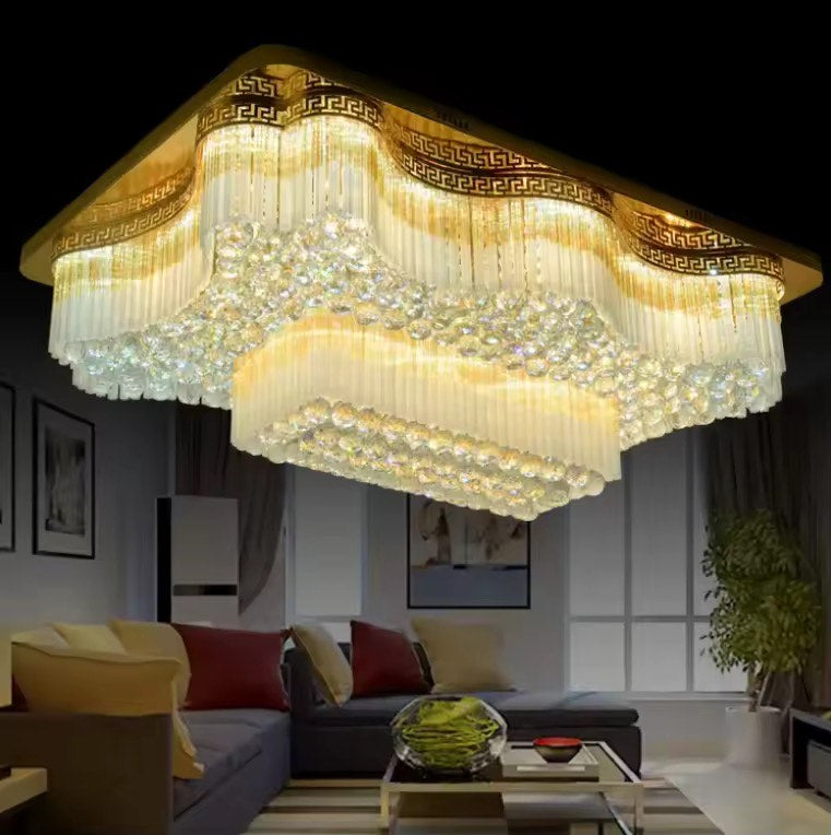 Lobby Club Rectangular 6 size LED Crystal Ceiling Lamps