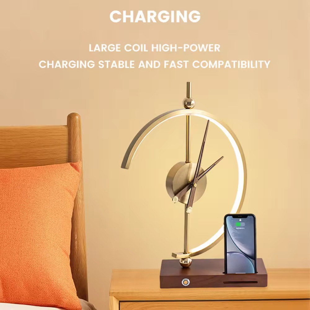 Exquisite Clock Desk Light with wireless charger