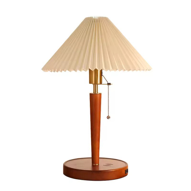 Wood table lamp with wireless charger