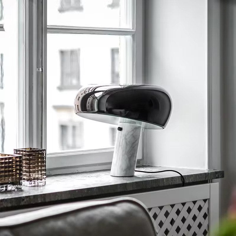 Marble mushroom table lamp