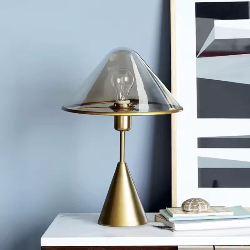 Metal gold mushroom table lamp