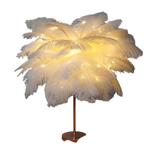 Ostrich feather table lamp