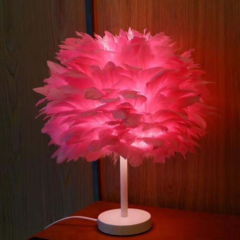 ostrich feather table nail lamp