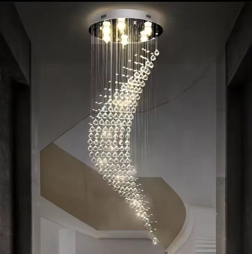 Long staircase chandelier luxury k9 crystal