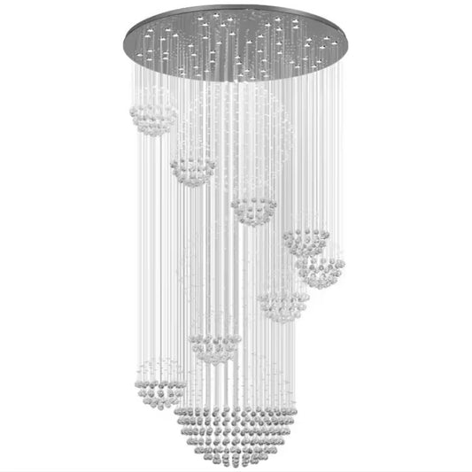 Double height crystal ball long pendant light modern crystal chandelier for staircase