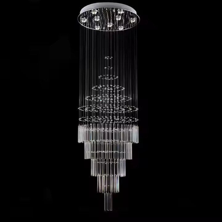 Contemporary long drop pendant light staircase crystal chandeliers