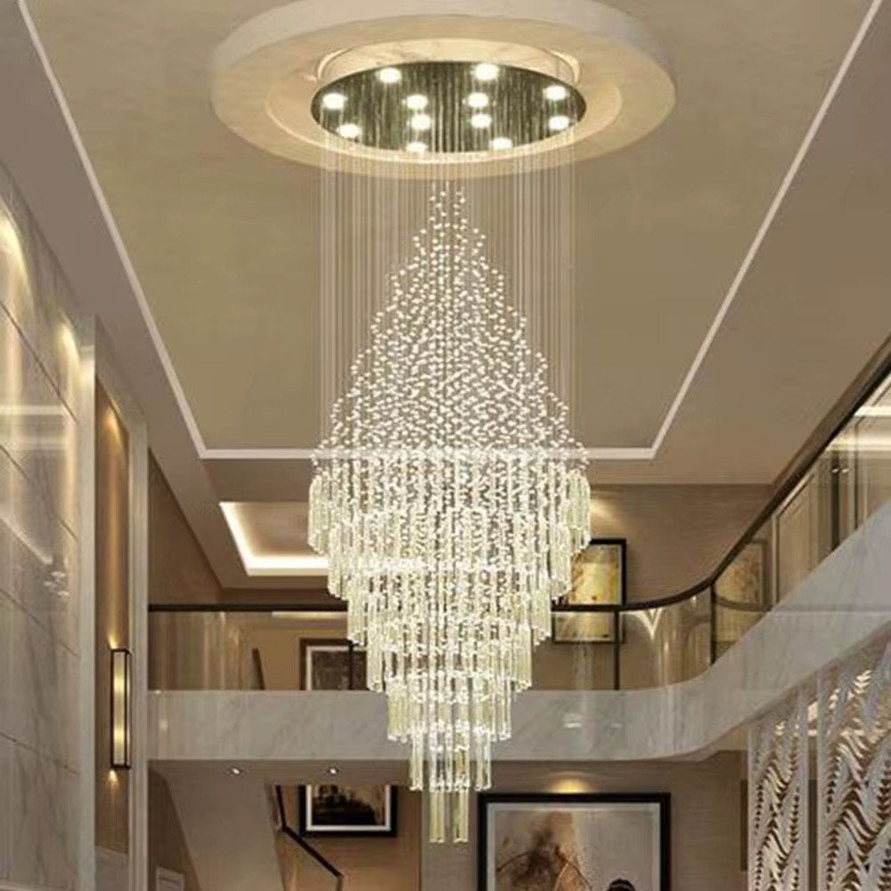 Staircase large long crystal pendant light