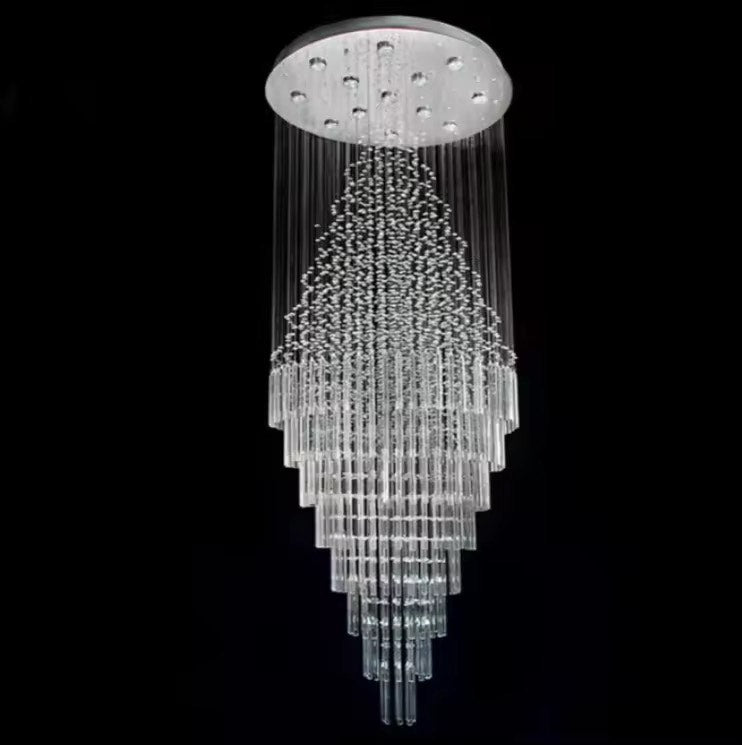 Staircase large long crystal pendant light