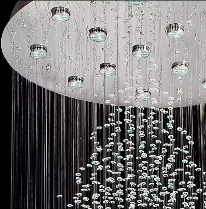 Staircase large long crystal pendant light