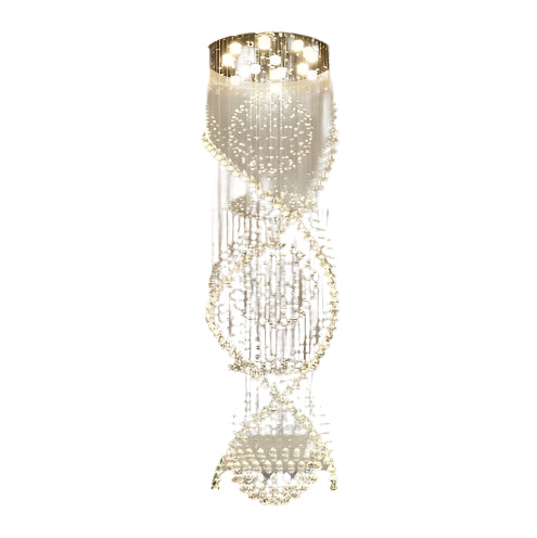 Luxury raindrop long spiral k9 crystal chandelier