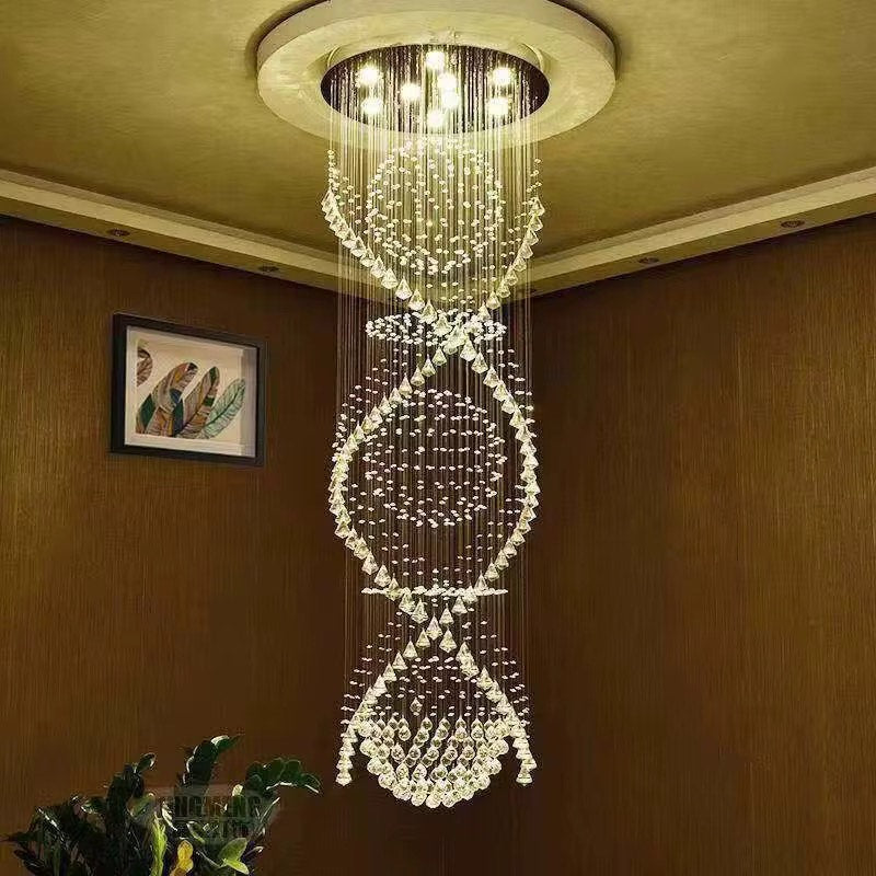 Luxury raindrop long spiral k9 crystal chandelier