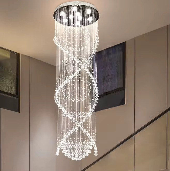 Luxury raindrop long spiral k9 crystal chandelier