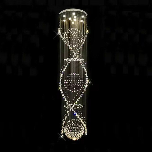 Luxury raindrop long spiral k9 crystal chandelier