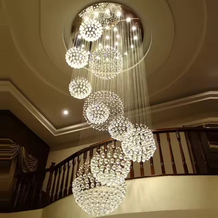 Rotating Staircase Light Crystal Chandelier Duplex Building Large Chandelier