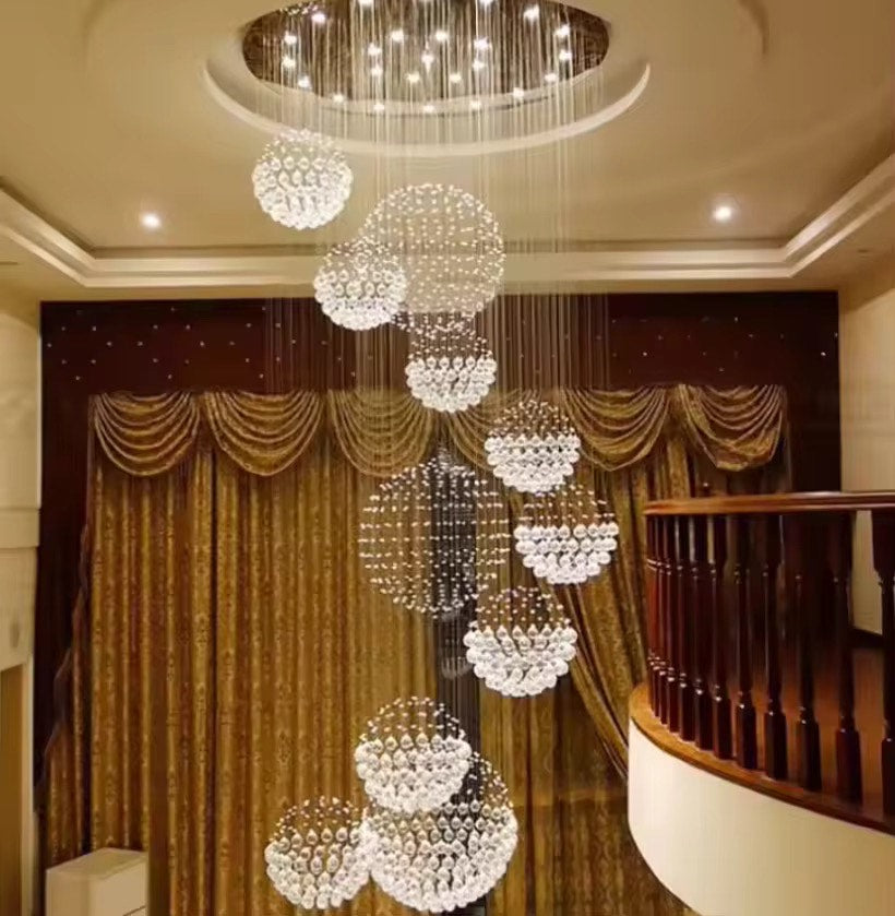 Rotating Staircase Light Crystal Chandelier Duplex Building Large Chandelier