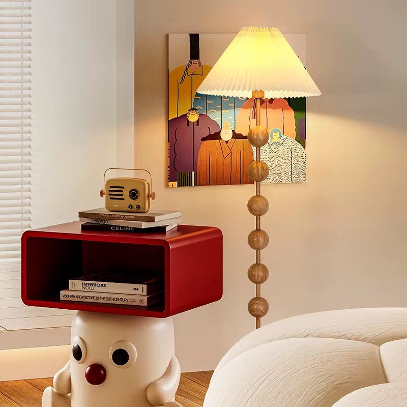 Modern fabric lampshade wooden floor lamp