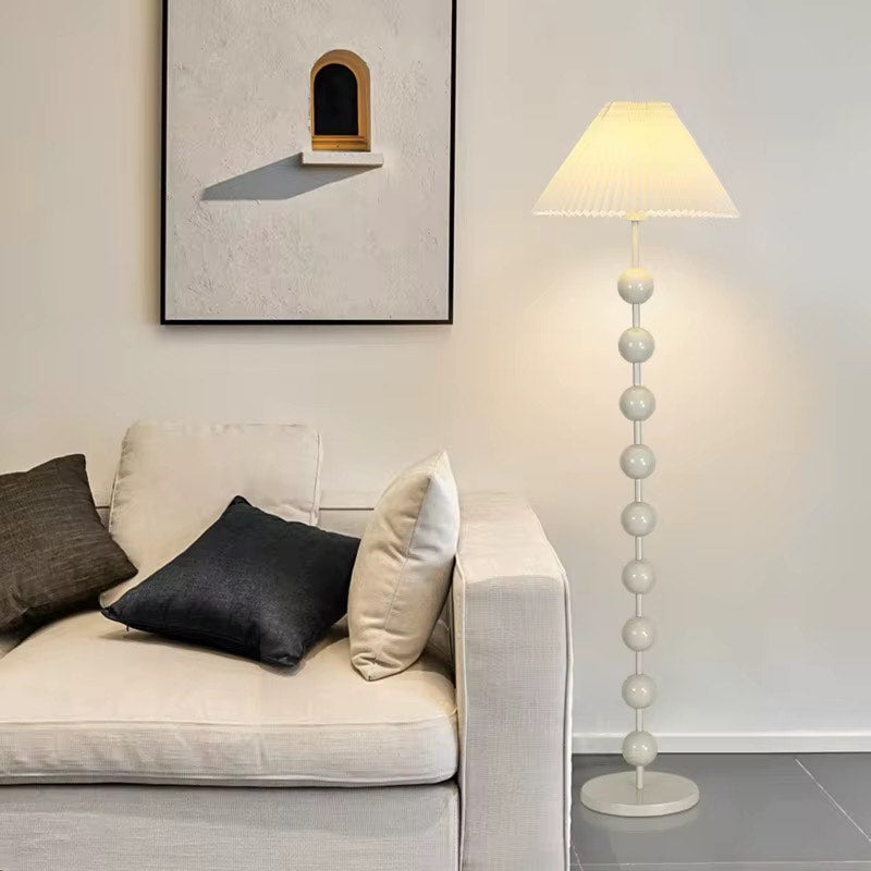 Modern fabric lampshade wooden floor lamp