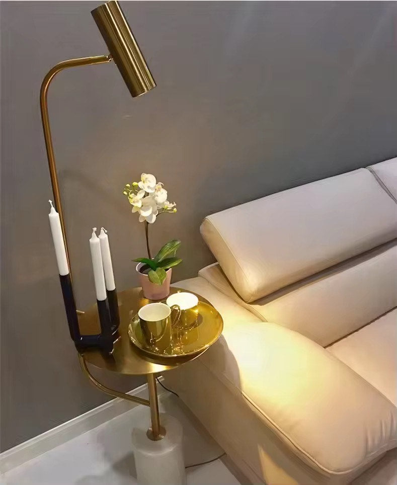 Marble base gold luxury floor lamp