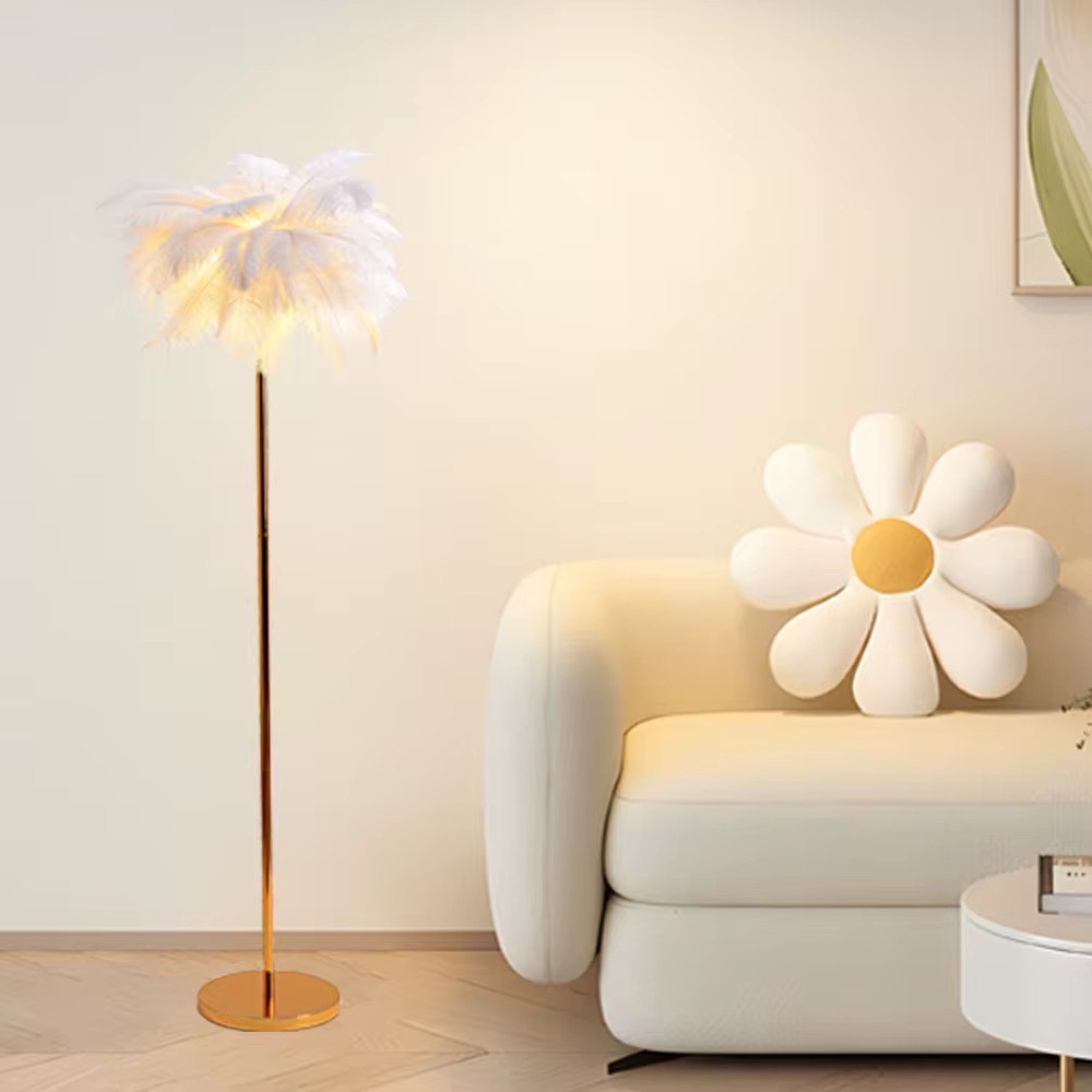 Ostrich feather corner standing light