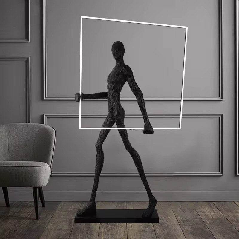 Human sculpture black Decorative standing floor lamp