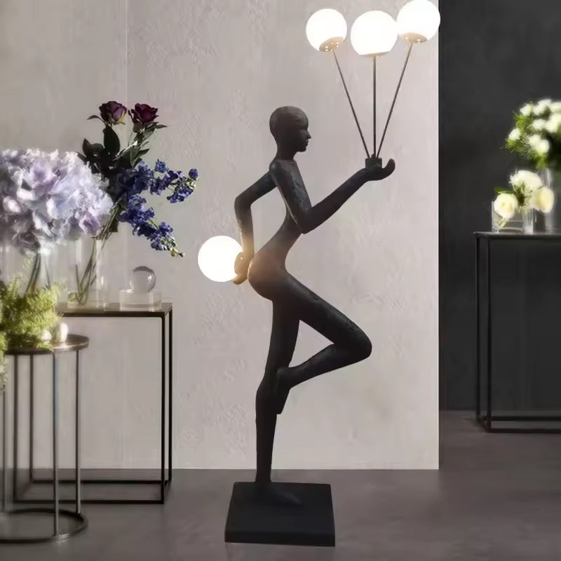 Human lady sculpture floor lamps