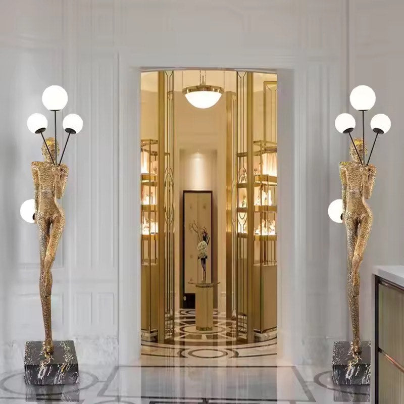 Human lady sculpture floor lamps