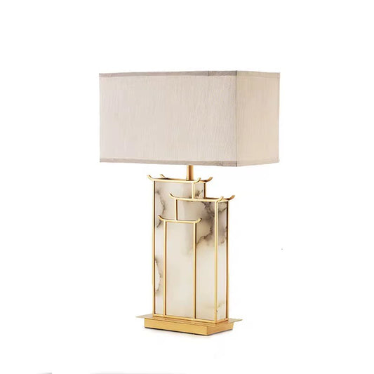 Retro marble base fabric table lamp