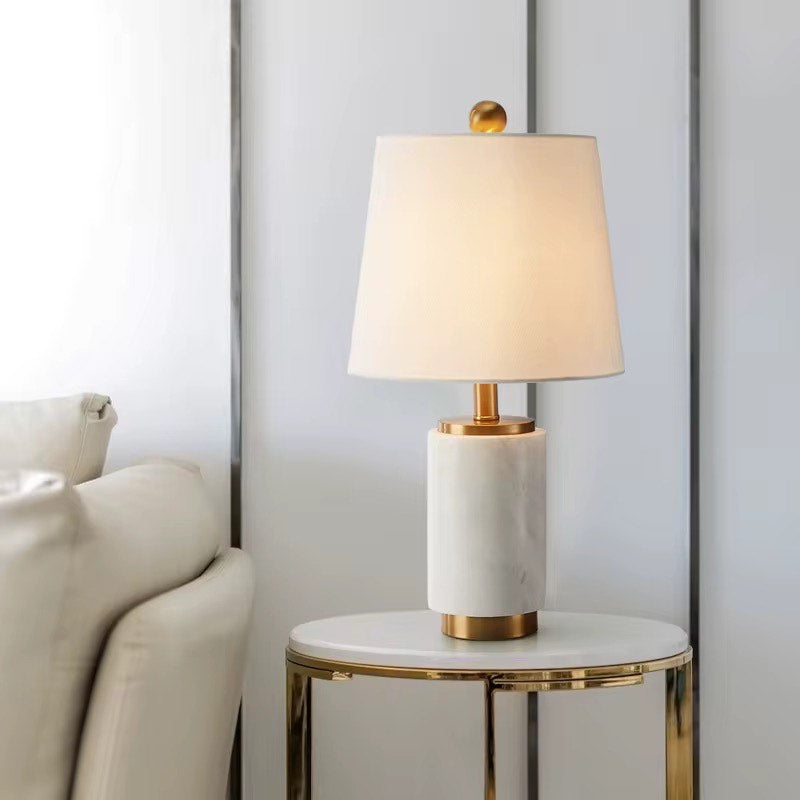 White marble base table lamp