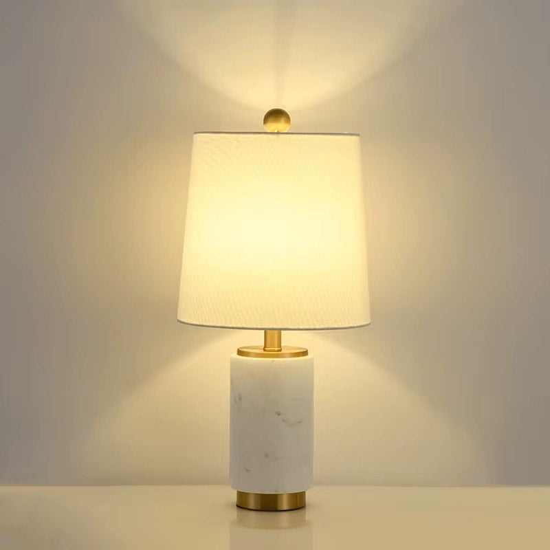 White marble base table lamp