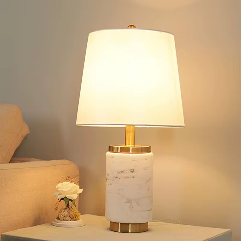 White marble base table lamp